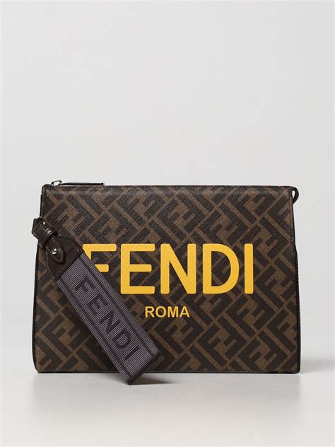 portadocumenti fendi uomo|Clutch Standing FF Fendi in tessuto spalmato e pelle.